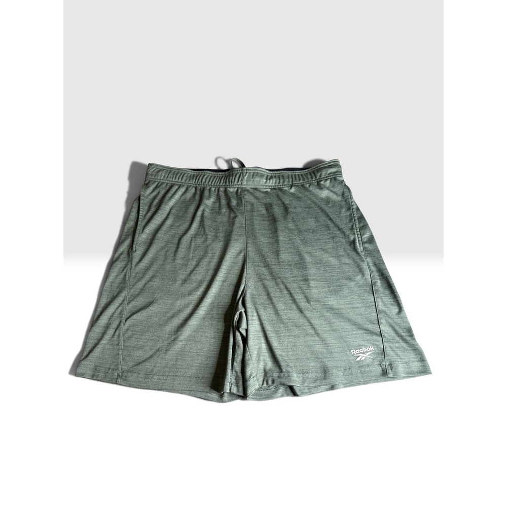 Reebok Mens Athletic Shorts XL Green Heathered Training Gym Pockets Drawstring